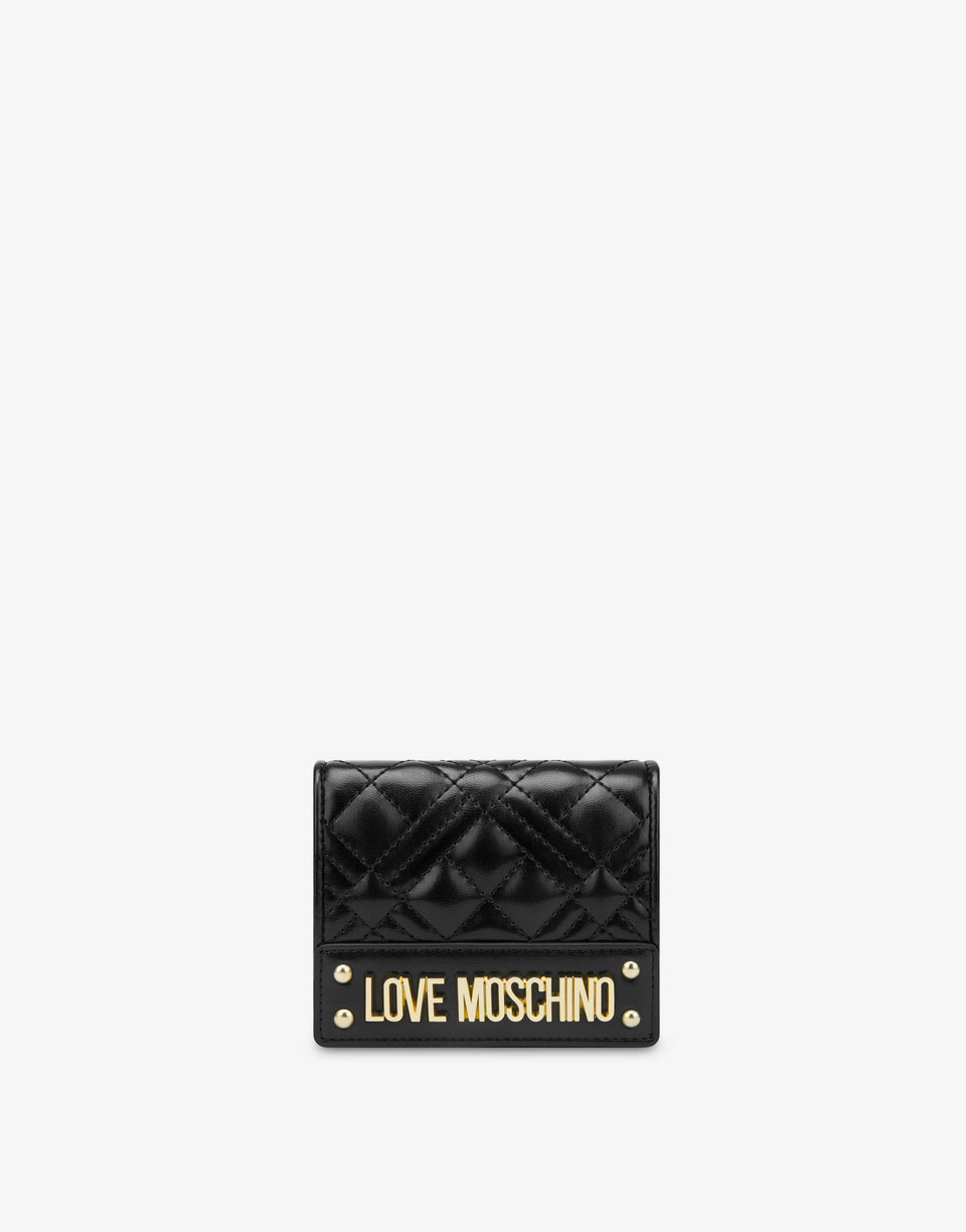 Gesteppte Geldbörse mit Logo Schwarz Love Moschino 0