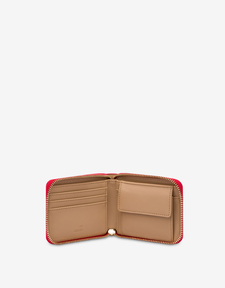 Piccolo portafoglio zip around Croco Rosso Love Moschino 2