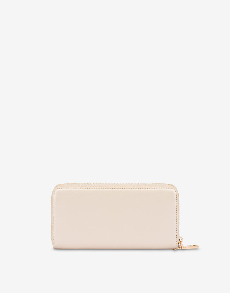 Laminated zip-around wallet Hearts Light gold Love Moschino 1