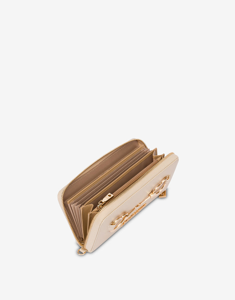 Laminated zip-around wallet Hearts Light gold Love Moschino 2