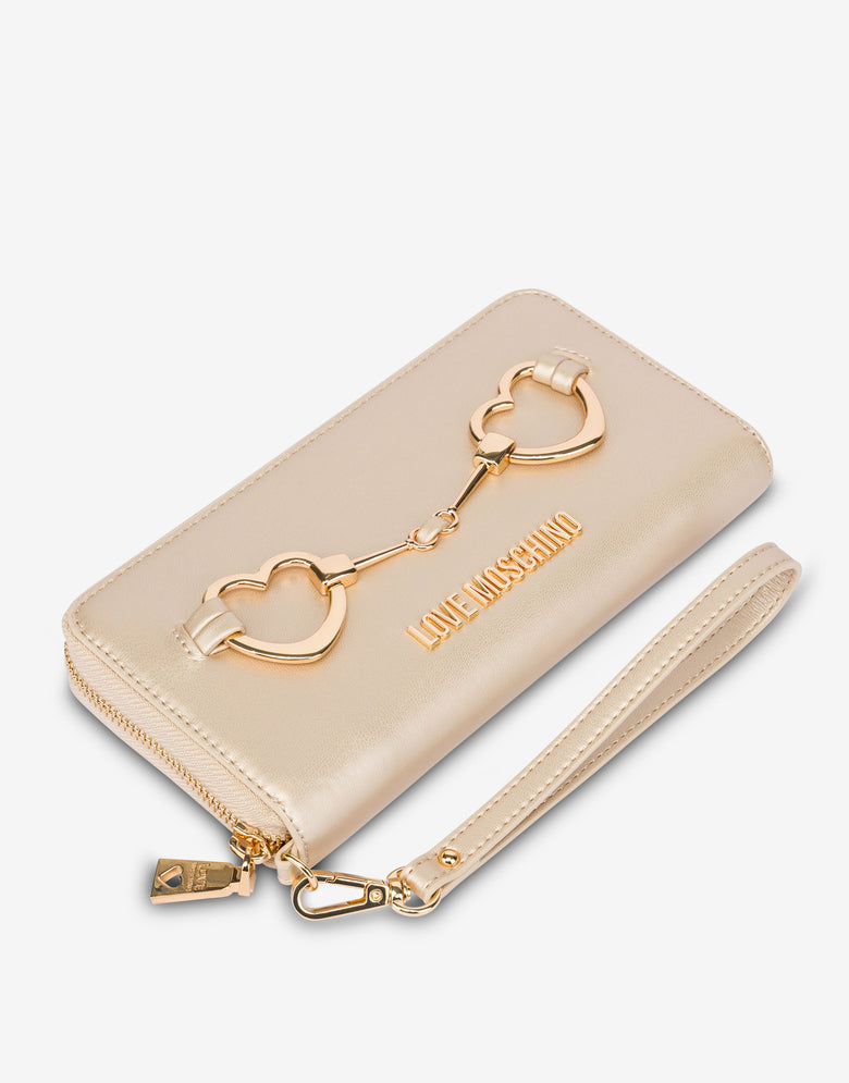 Laminated zip-around wallet Hearts Light gold Love Moschino 3