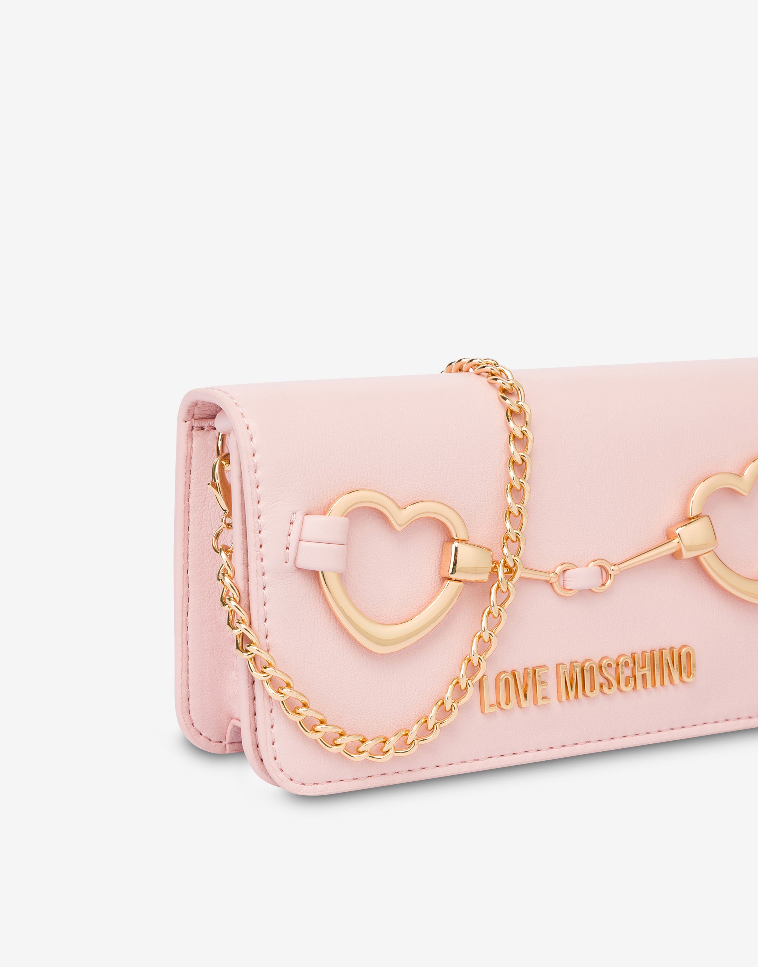 MOSCHINO - PRINTED WALLET ON CHAIN ショルダーウォレット Wallet with chain Hearts Love Moschino | Moschino