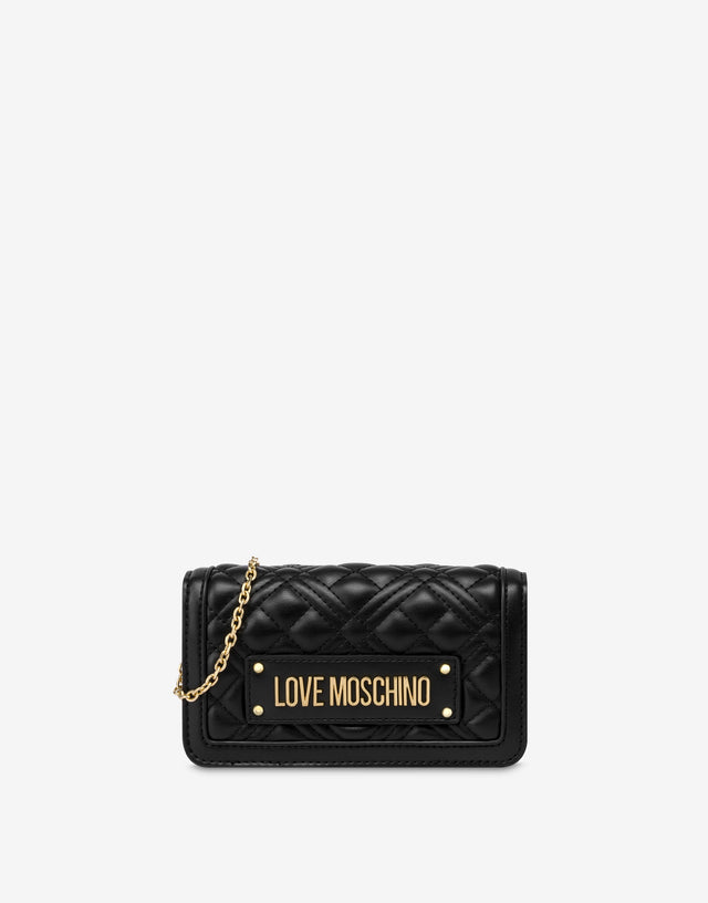 Chain wallet trapuntata Lettering Logo Nero Love Moschino 0