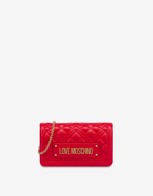 Chain wallet trapuntata Lettering Logo Rosso Love Moschino 0