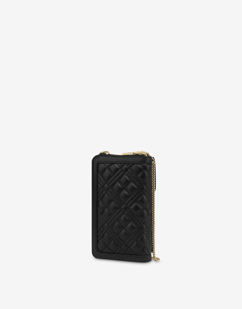 Quilted phone pouch Black Love Moschino 1