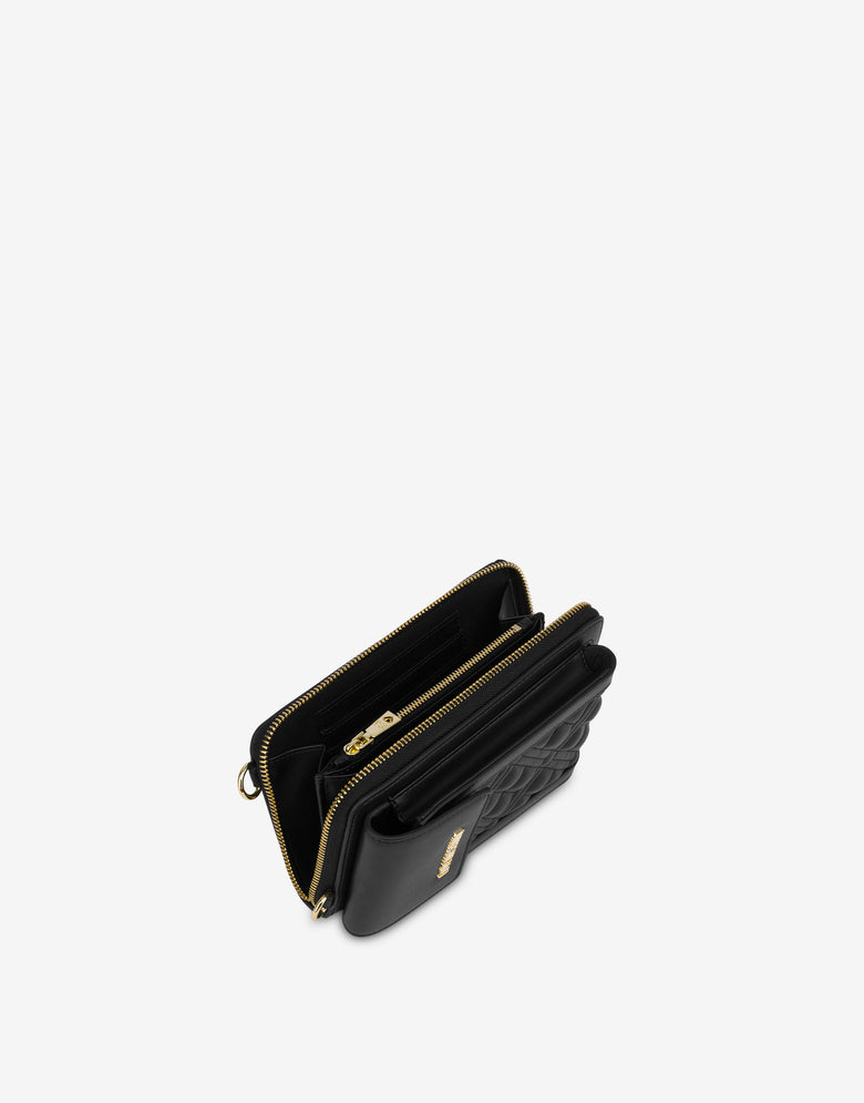 Quilted phone pouch Black Love Moschino 2