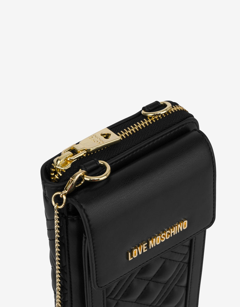 Quilted phone pouch Black Love Moschino 3