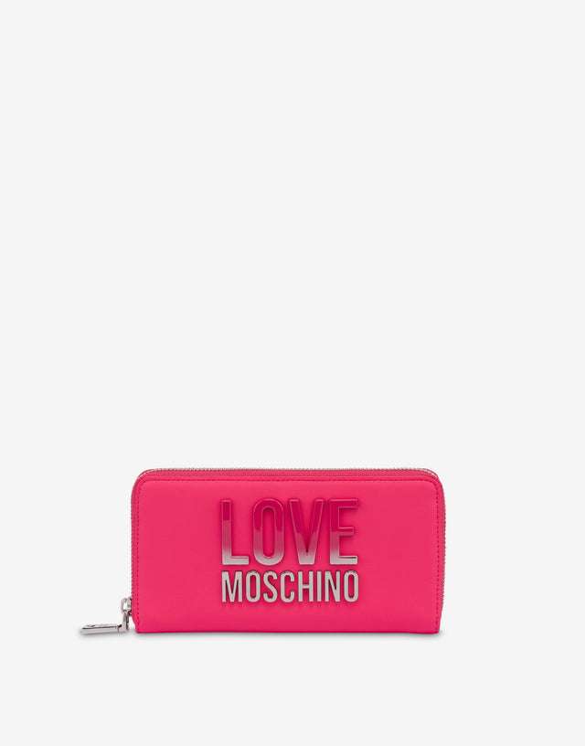 Portafoglio zip around con logo sfumato Fucsia Love Moschino 0