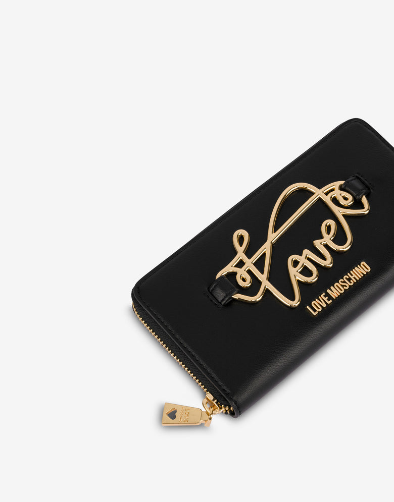Zip-around wallet with cursive logo Black Love Moschino 3