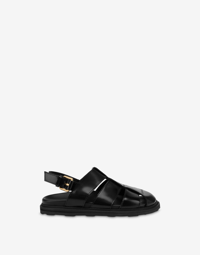 Sandales en Veau Brossé Noir Moschino 1