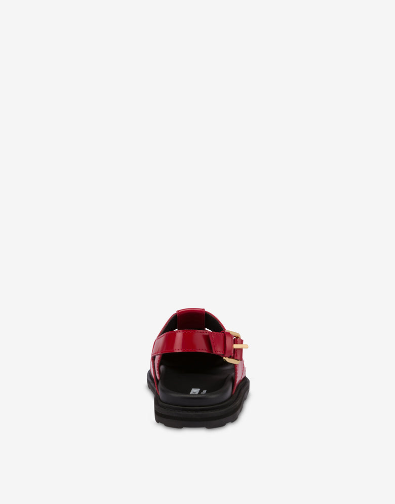 Sandalias de piel de becerro cepillada Rojo Moschino 2