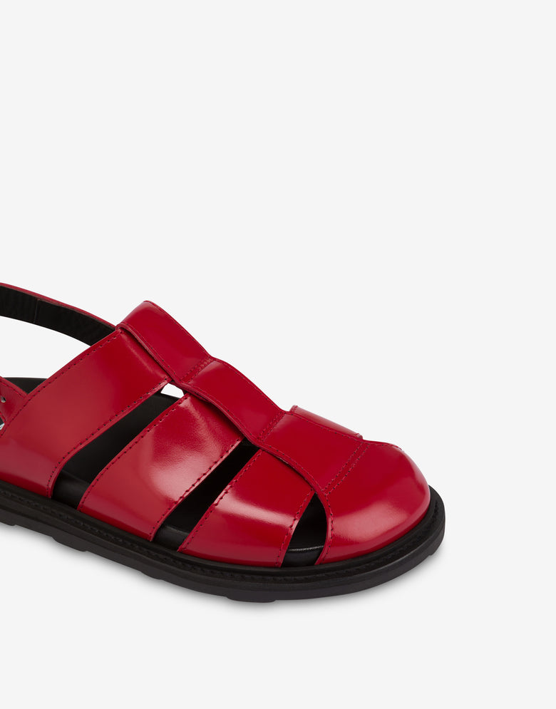 Sandalias de piel de becerro cepillada Rojo Moschino 3