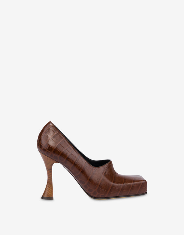 Pumps aus Kalbsleder mit Krokoprägung Braun Moschino 1