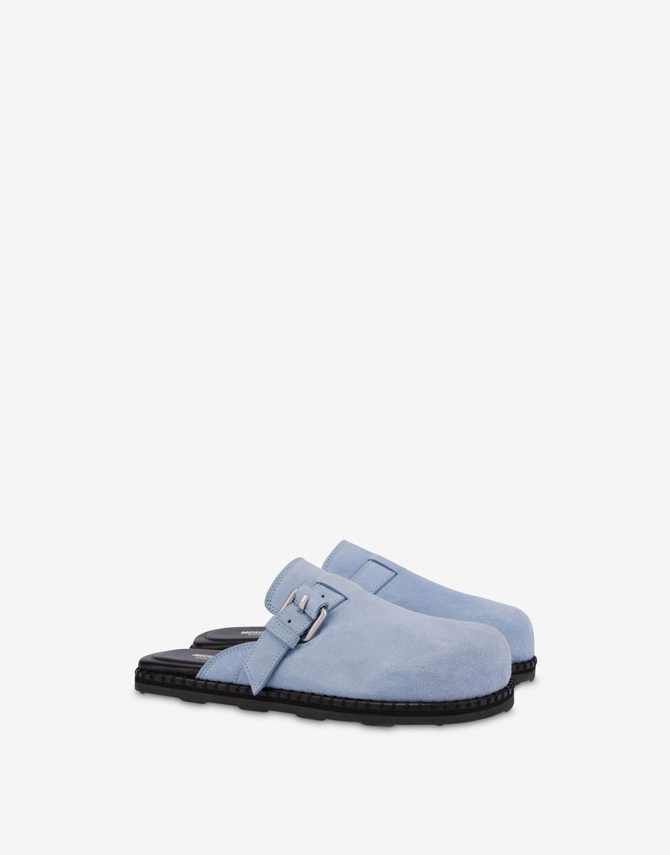 Suede Mules Azure Moschino 0