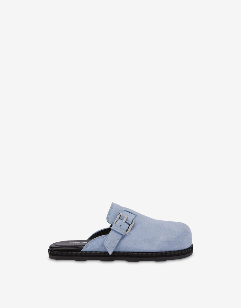 Suede Mules Azure Moschino 1