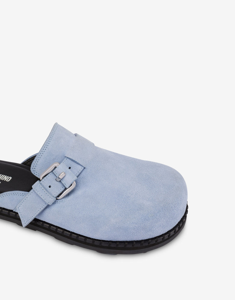 Suede Mules Azure Moschino 3