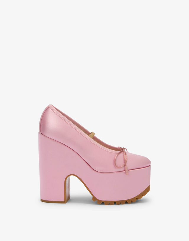 Sapatilhas com plataforma em cetim Pink Moschino 1