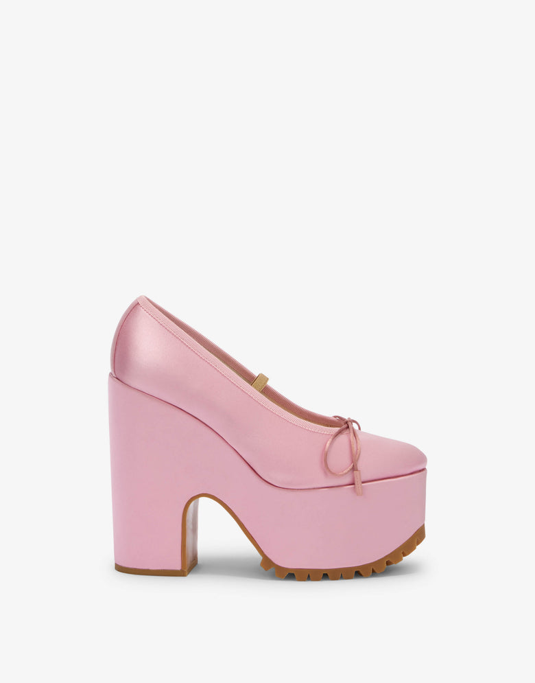 Plateau-Ballerinas aus Satin Pink Moschino 1