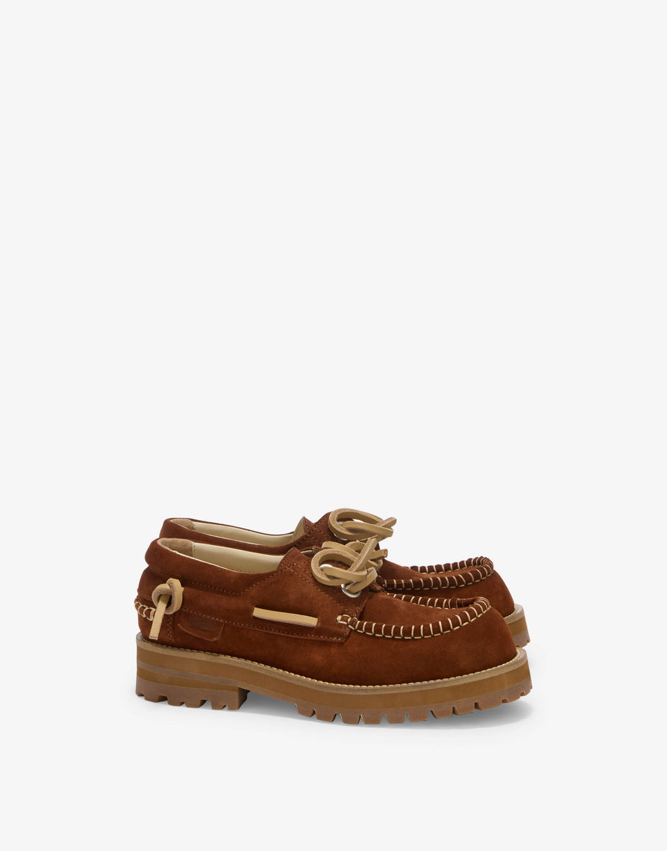 Mocassins de bateau en daim Marron Moschino 0