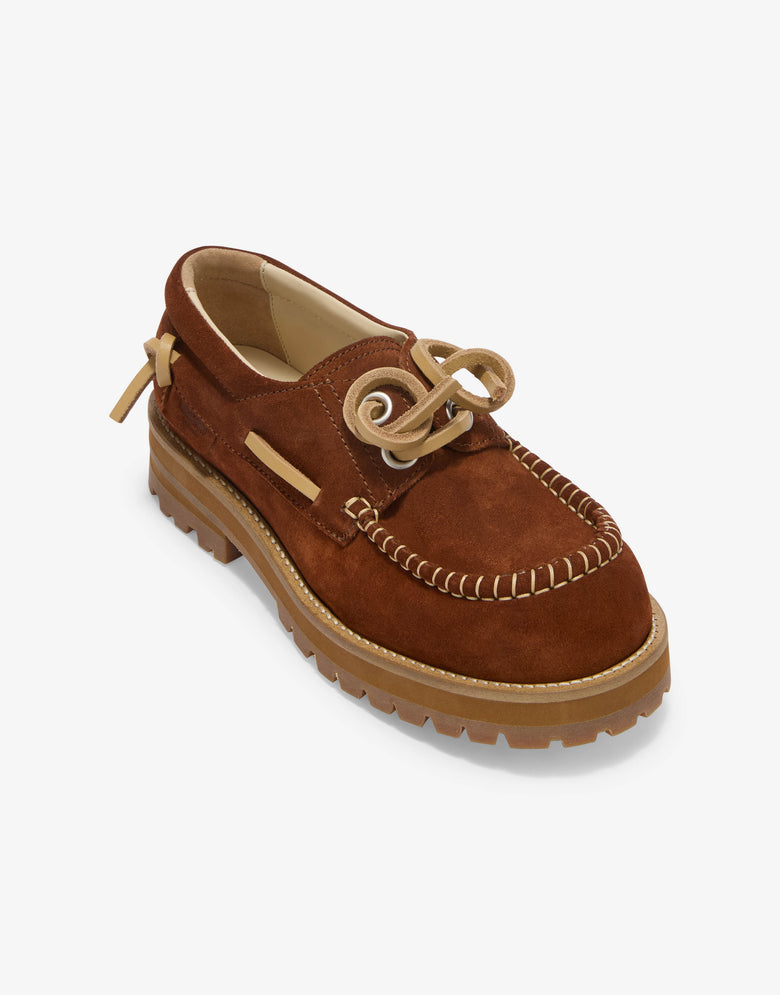 Mocassins de bateau en daim Marron Moschino 3