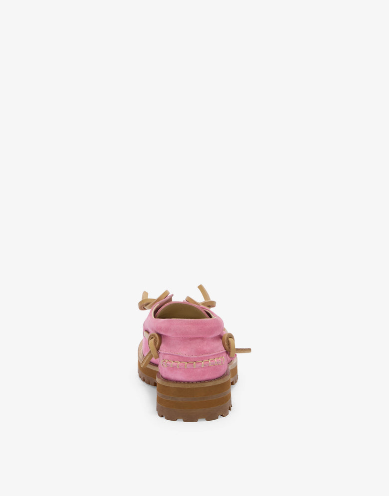 Suede boat shoes Pink Moschino 2