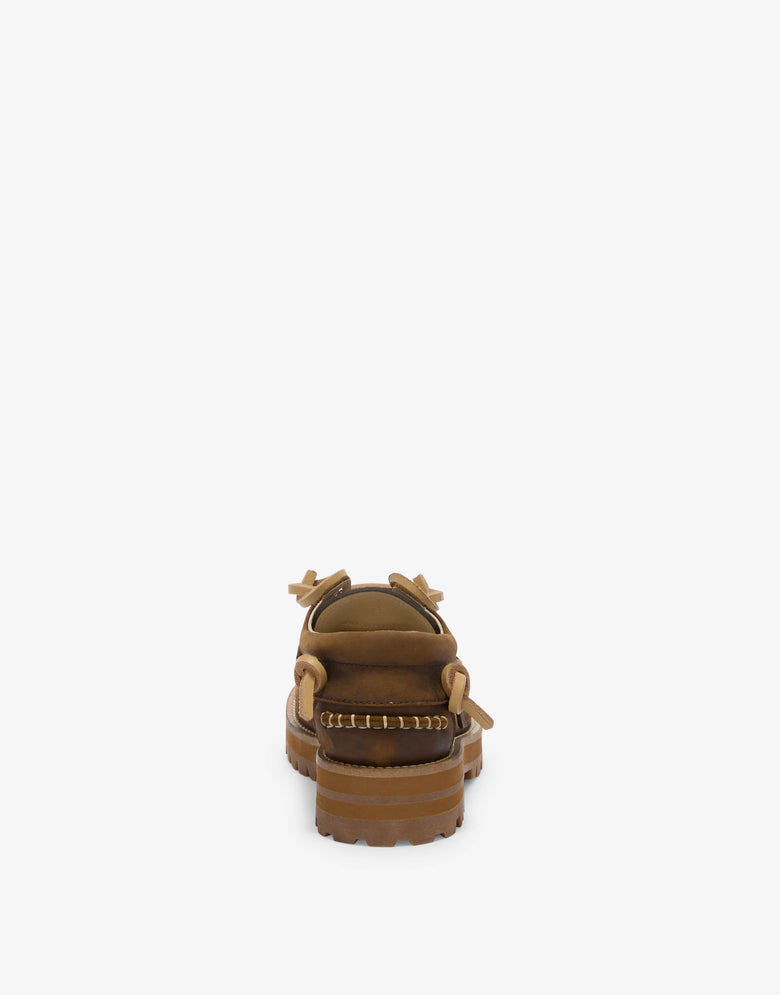Mocassini da barca in vitello invecchiato Marrone Moschino 2