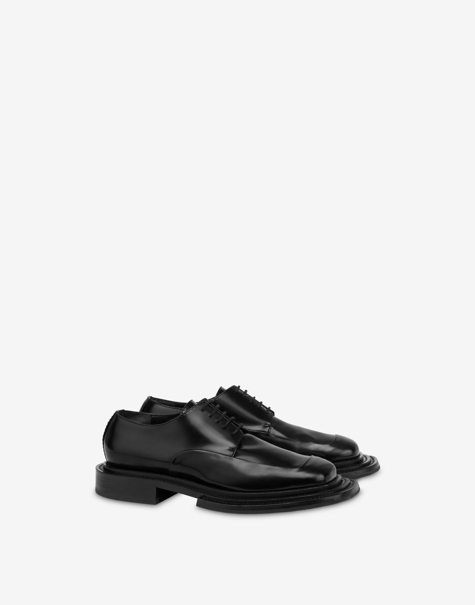 Derby em pele de bezerro brilhante Negro Moschino 0