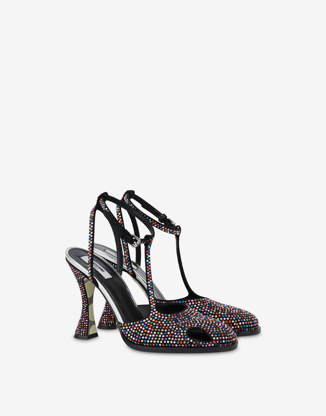 Décolleté con strass Nero Moschino 0