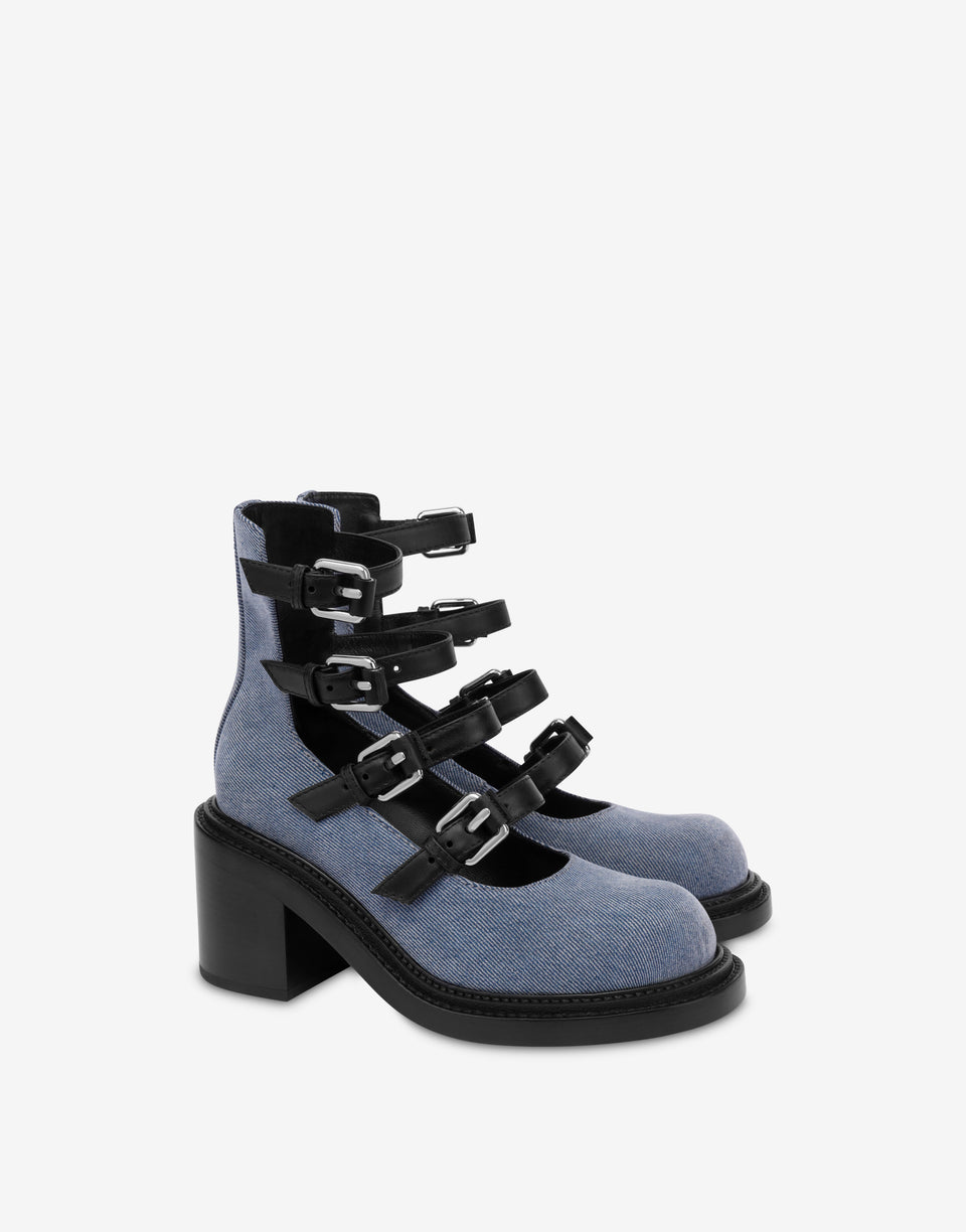 Mary Jane Olivia with heel Blue Denim Moschino 0