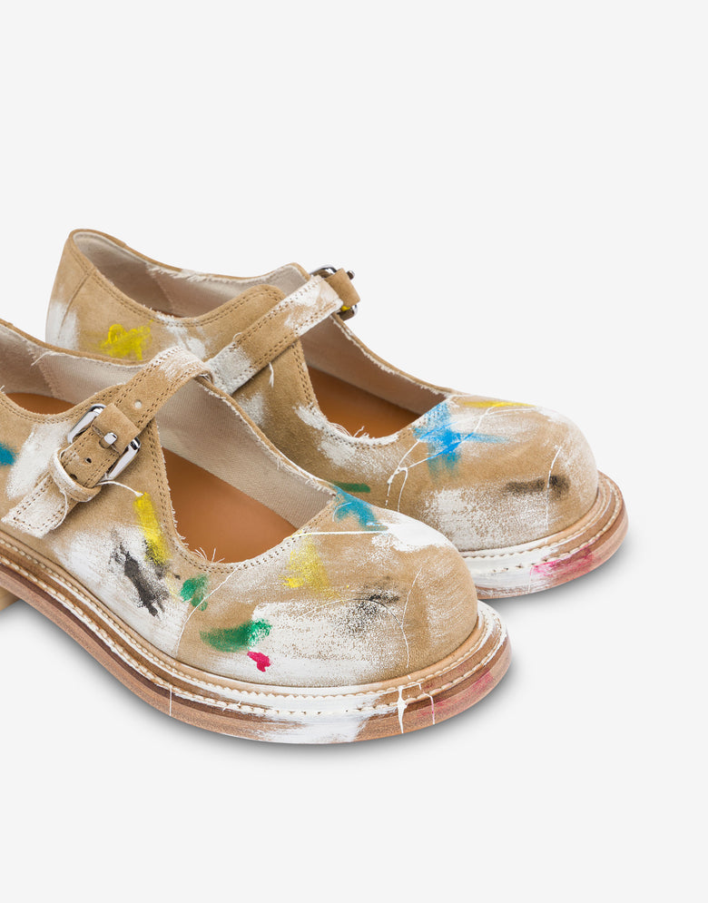 Olivia Wildleder-Mary-Jane Hellbeige Moschino 3