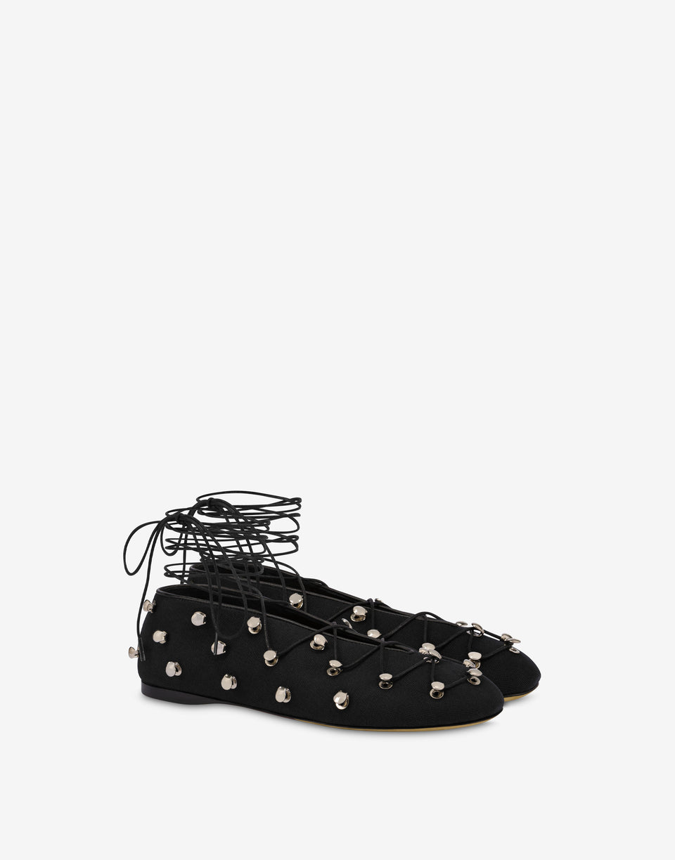 Trekking Canvas Hooked Ballerinas Black Moschino 0