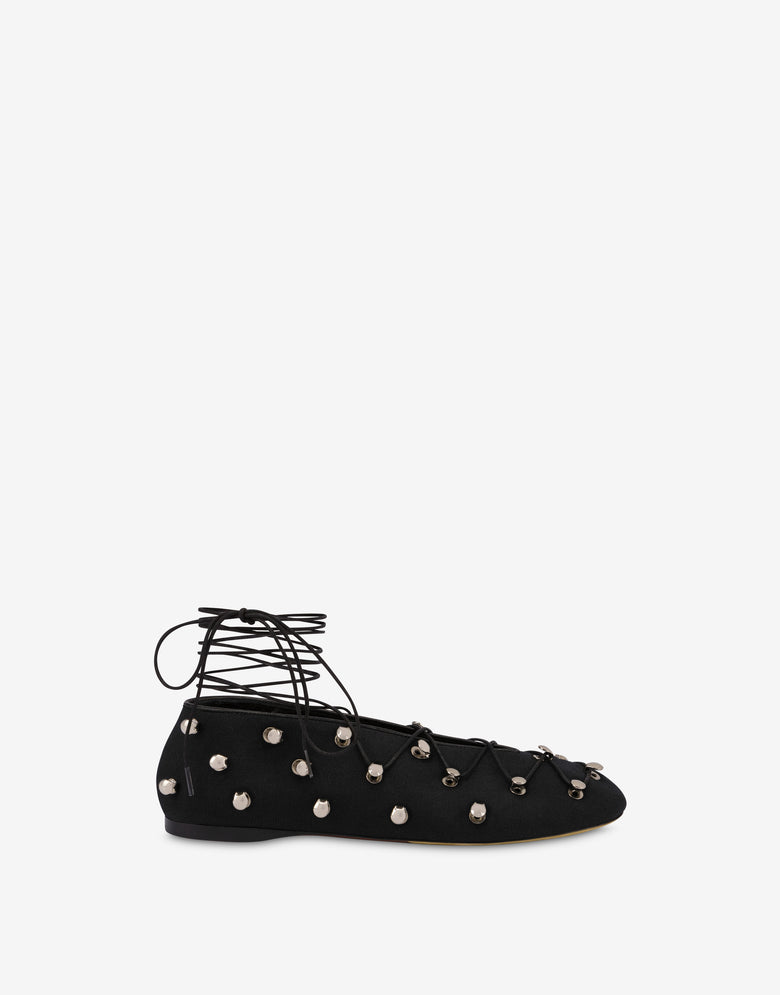 Trekking Canvas Hooked Ballerinas Black Moschino 1