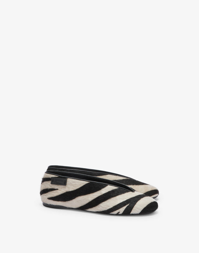 Zebra-Print Ballet Flats White Moschino 0