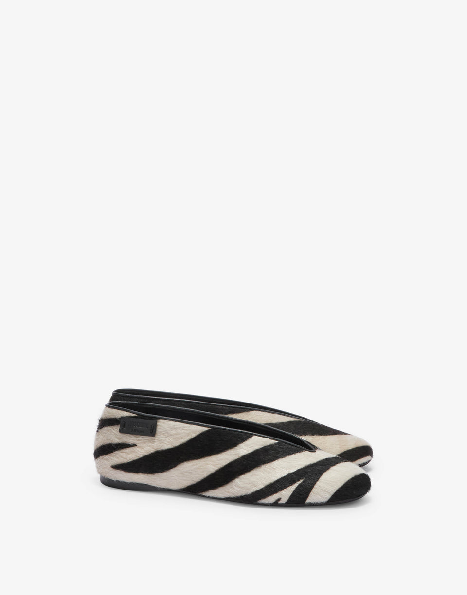 Zebra-Print Ballet Flats White Moschino 0