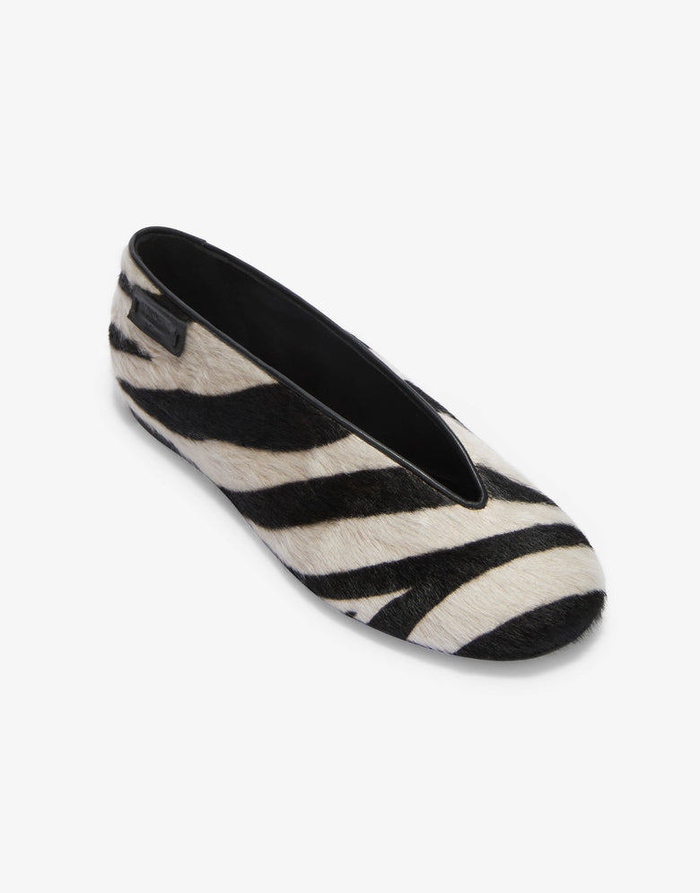 Zebra-Print Ballet Flats White Moschino 3