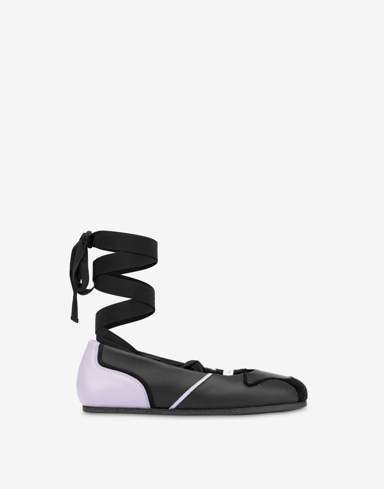 Bailarinas de piel de becerro y ante Negro Moschino 1