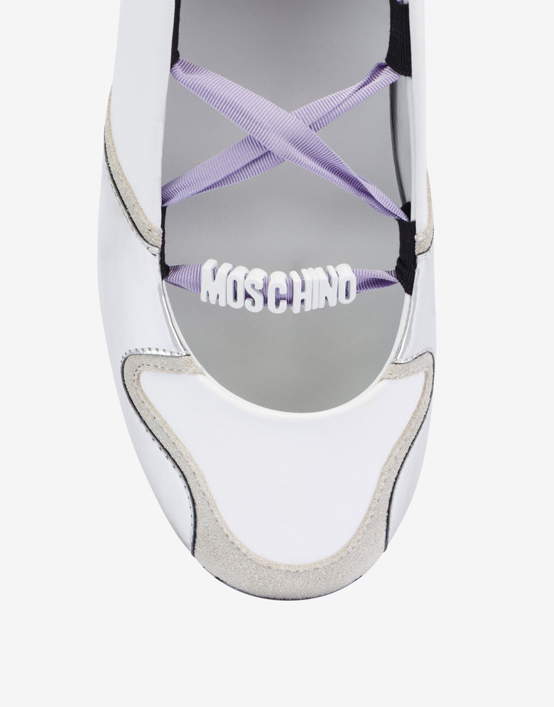 Ballettschuhe aus Wildleder mit Spiegeleffekt-Details Weiß Moschino 3