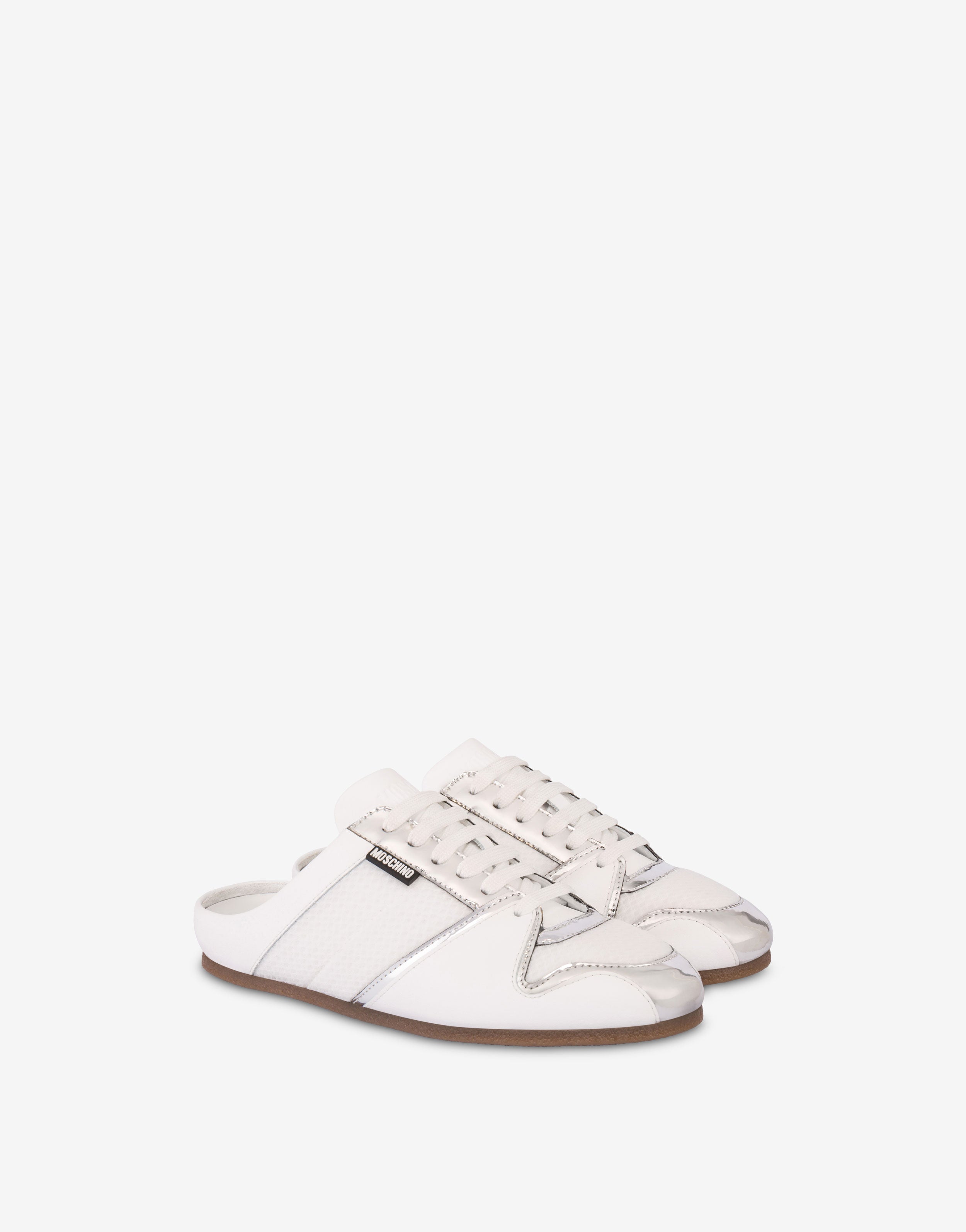 Mesh and calf leather sabot