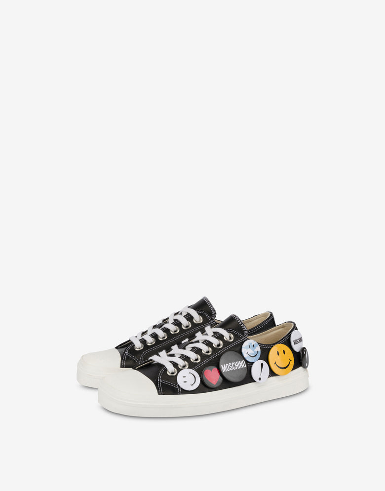 Sneakers in calfskin Moschino Pins Black Moschino 1