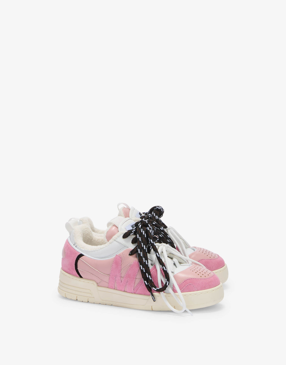 Sneakers in vitello e suede Rosa Moschino 0