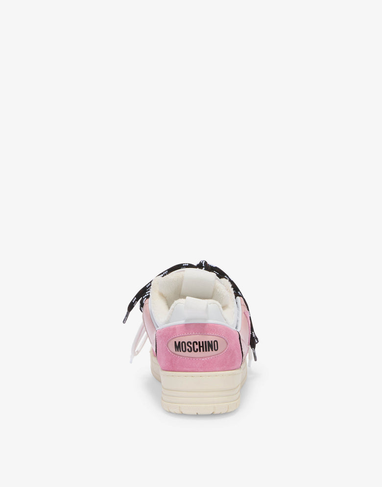 Sneakers in vitello e suede Rosa Moschino 2