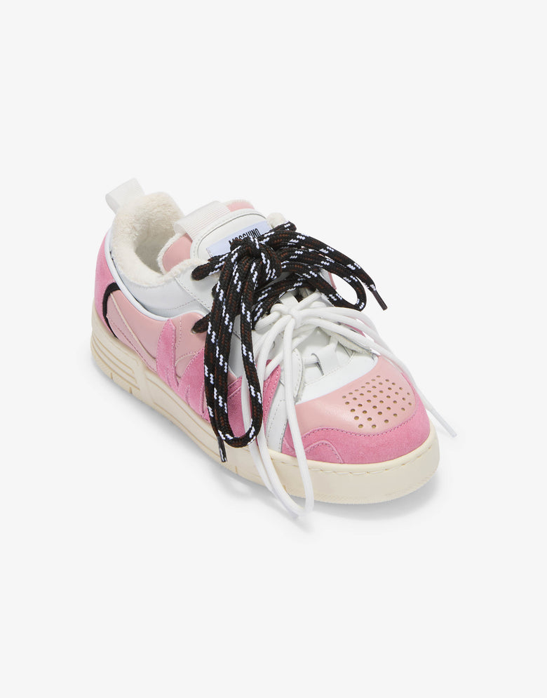 Sneakers in vitello e suede Rosa Moschino 3