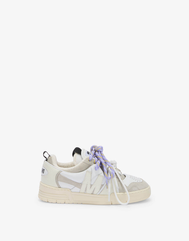 Calfskin and suede sneakers White Moschino 1