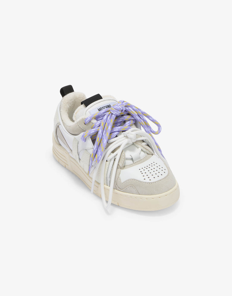 Sneakers in vitello e suede Bianco Moschino 3