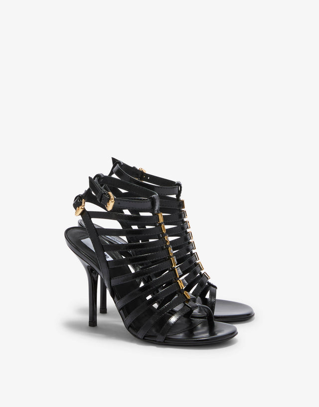 Brushed calfskin sandals Black Moschino 0