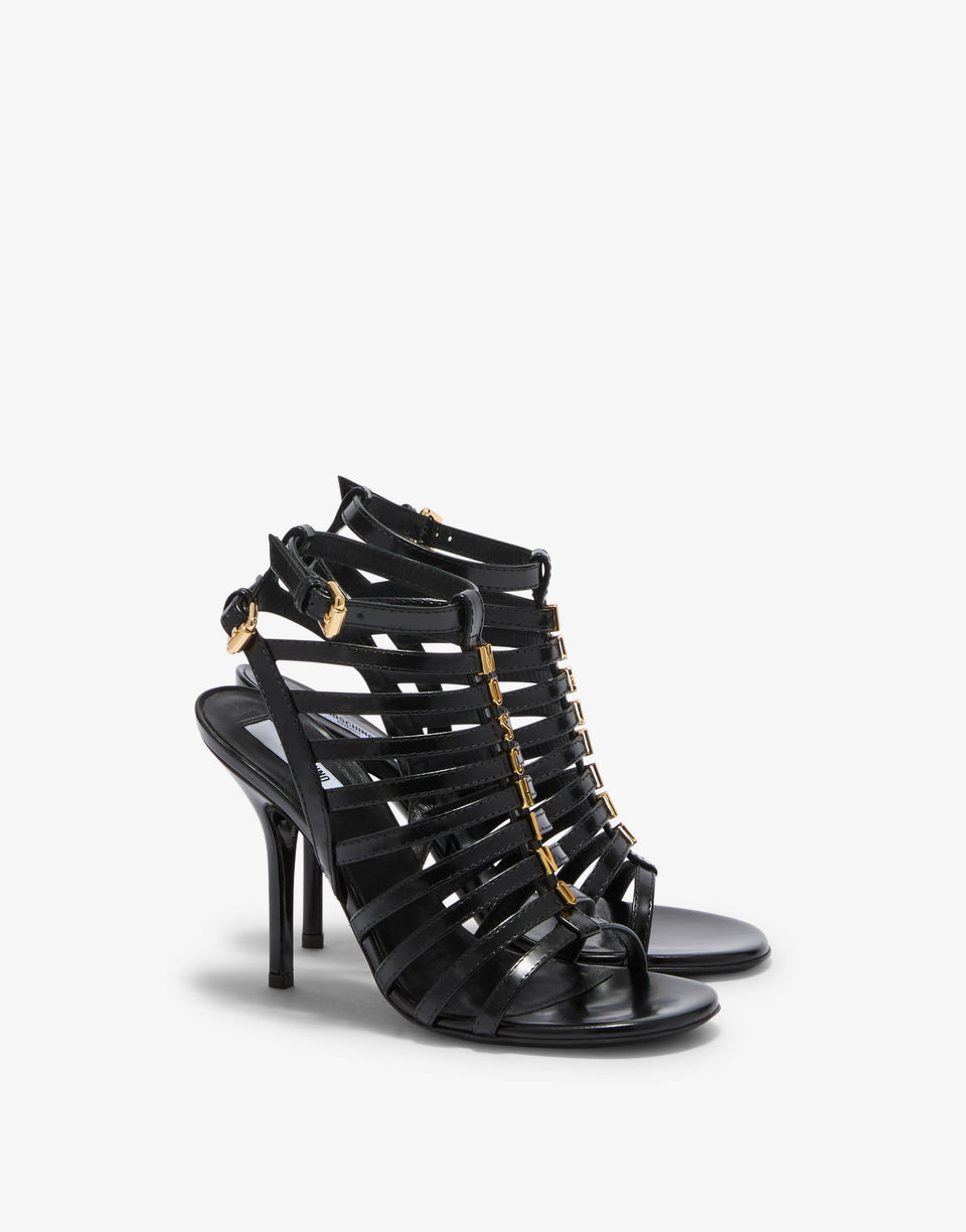 Sandali in vitello spazzolato Nero Moschino 0