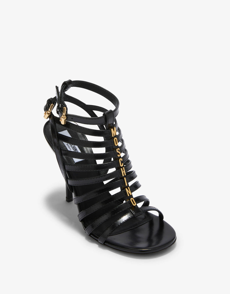Sandali in vitello spazzolato Nero Moschino 3
