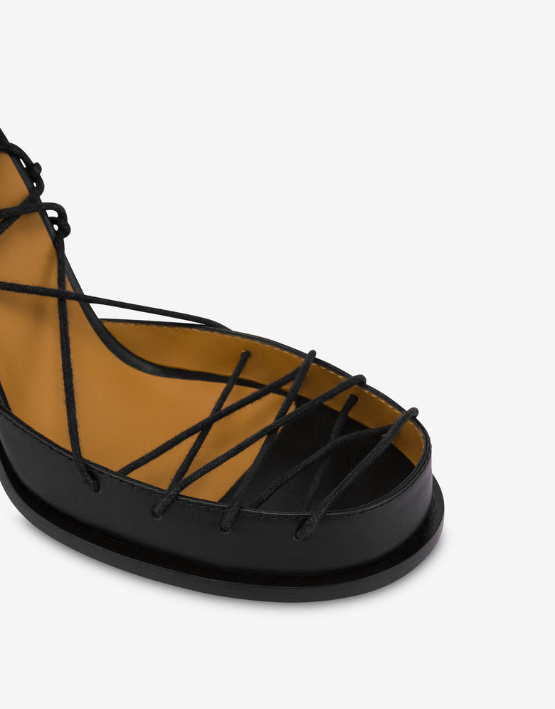 Laced High Calf Sandals Black Moschino 3