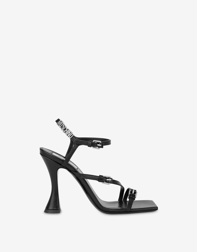 Sandales en cuir de veau Noir Moschino 1