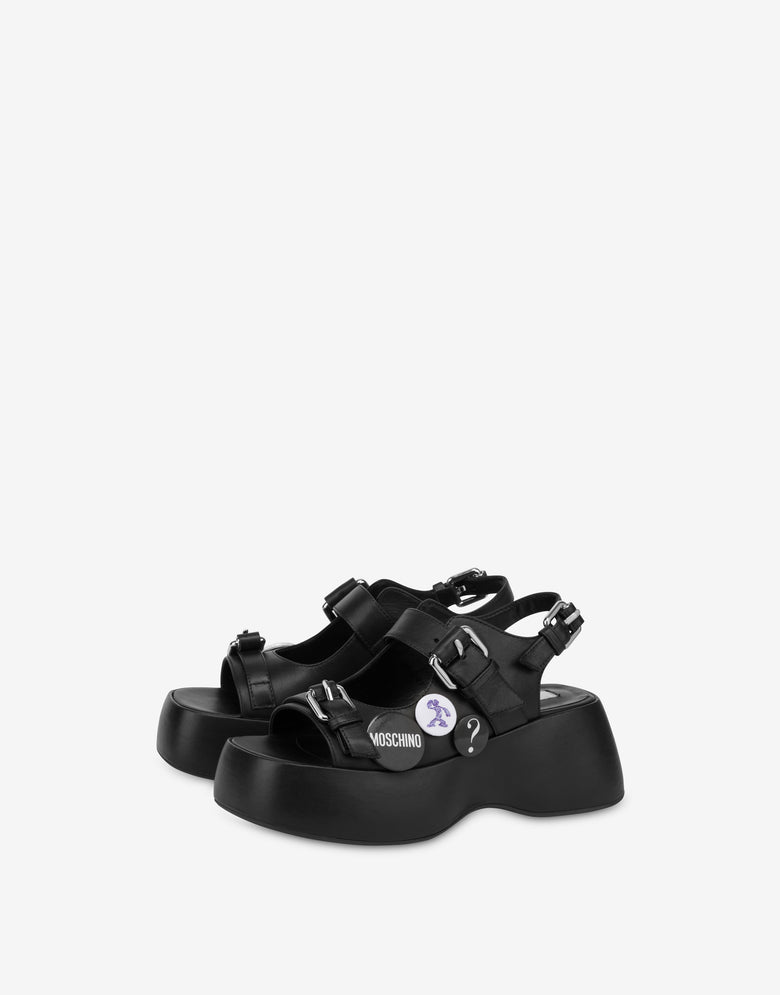 Platform sandals in calfskin Moschino Pins Black Moschino 1